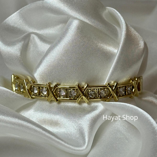 Braccialetto multi strass in acciaio inossidabile