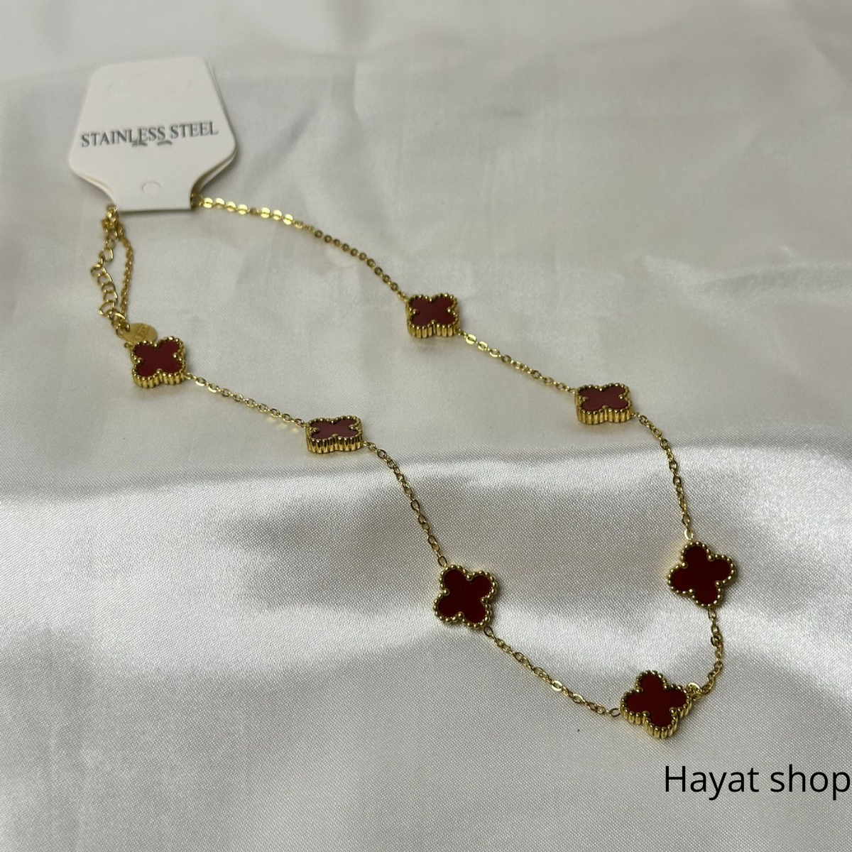 Collana quadrifoglio  in acciaio inossidabile
