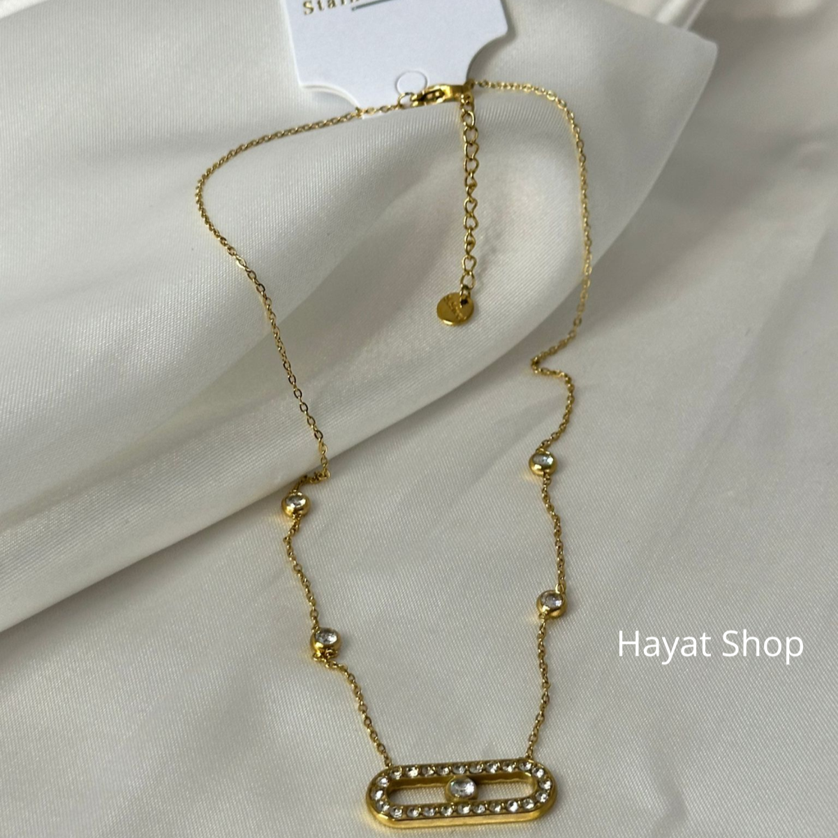 Collana abbagliante piena di diamanti in acciaio inossidabile