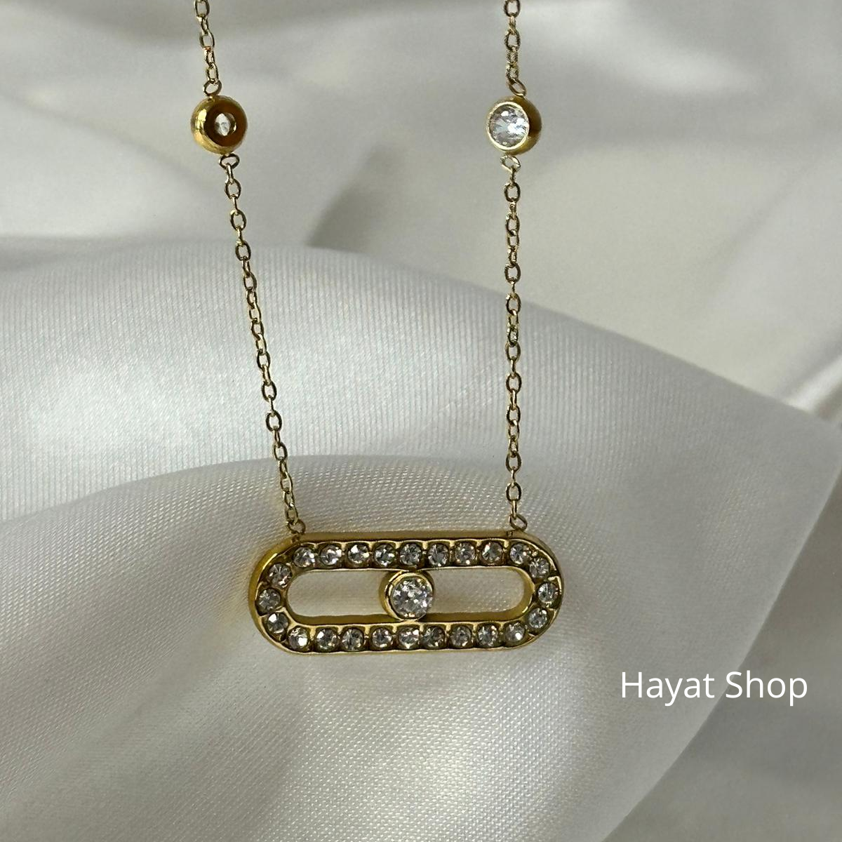Collana abbagliante piena di diamanti in acciaio inossidabile
