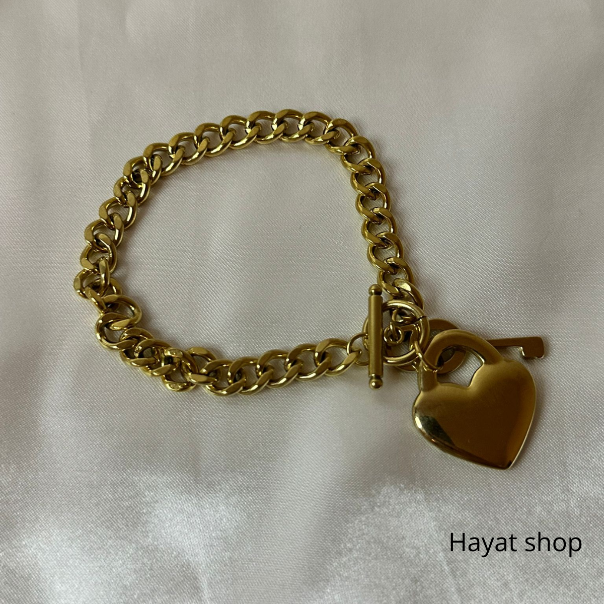 Bracciale a  maglie cubane grande cuore in acciaio inossidabile di alta qualita