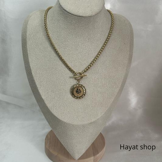 Collana con gallo franco in acciaio inossidabile
