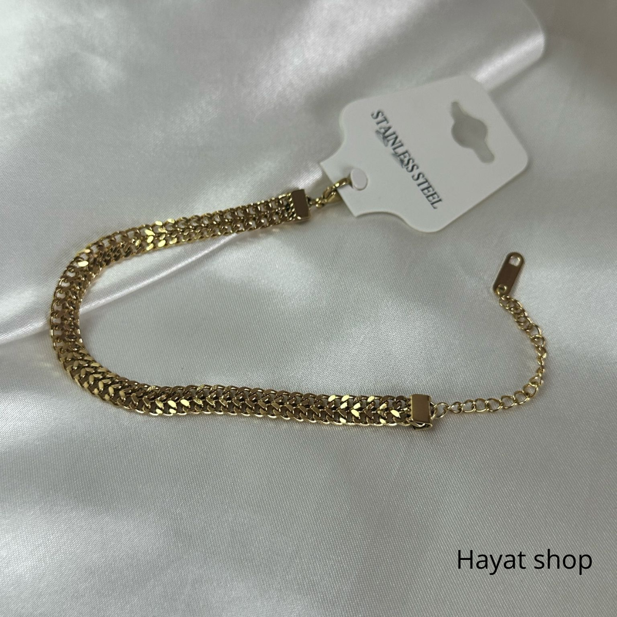 Bracciale a catena retro simplice doppio in acciaio inossidabile