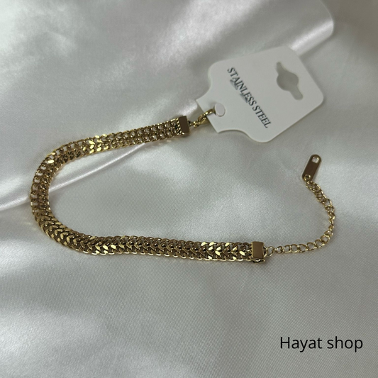 Bracciale a catena retro simplice doppio in acciaio inossidabile