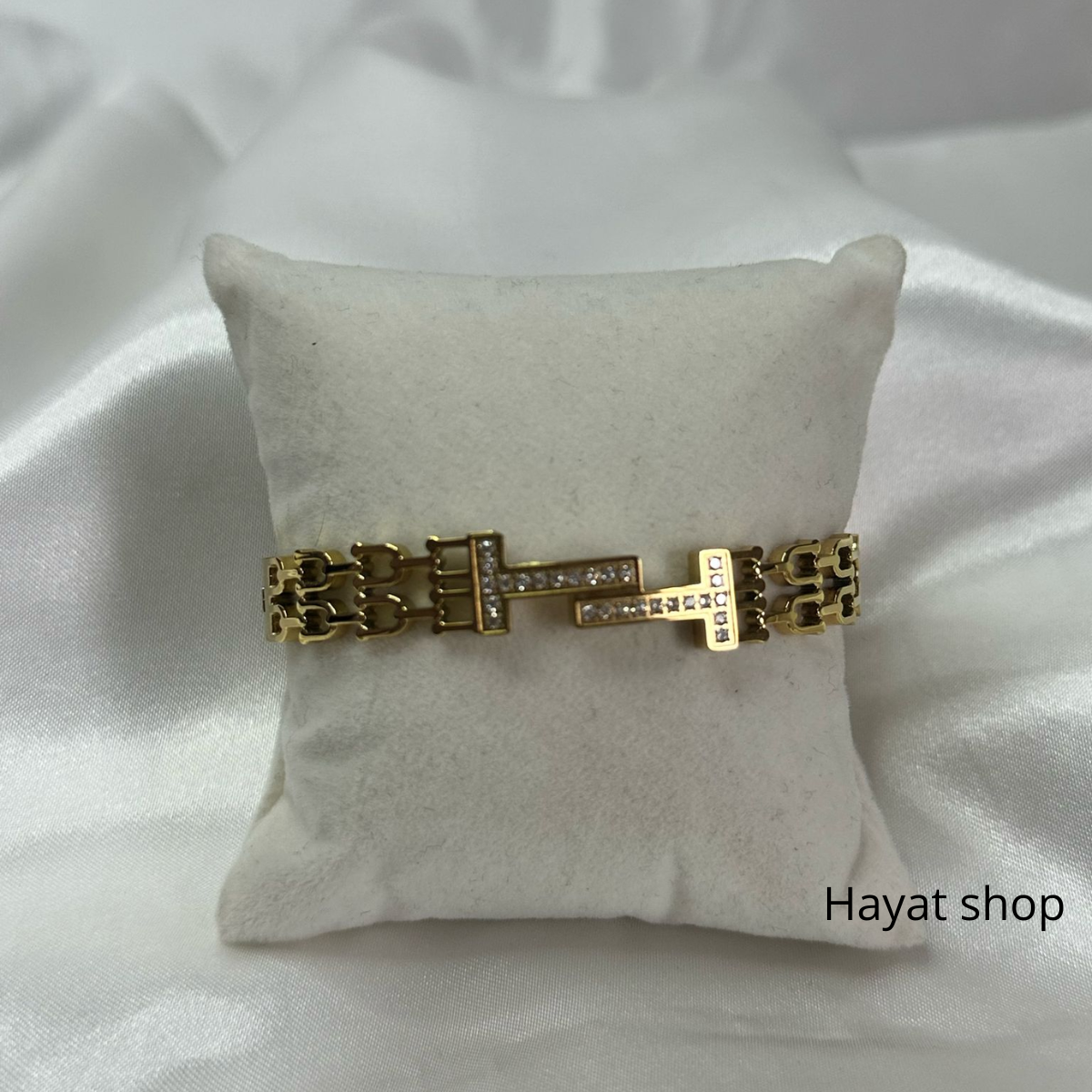 Braccialetto dopio tif con zircone in acciao inossidabile