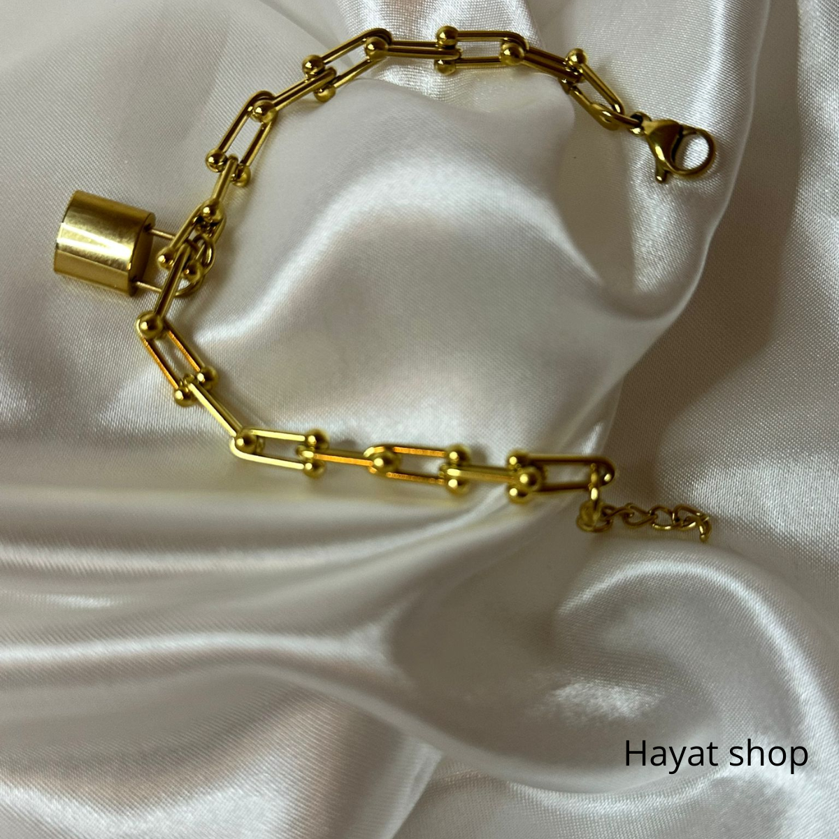 Bracciale Hip hop a forma di U con chiusura a moschettone in acciaio inossidabile
