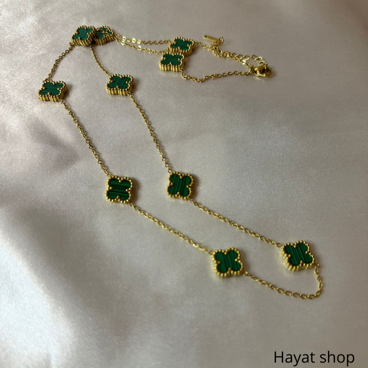 Collana lunga quadrifoglio in acciaio inossidabile