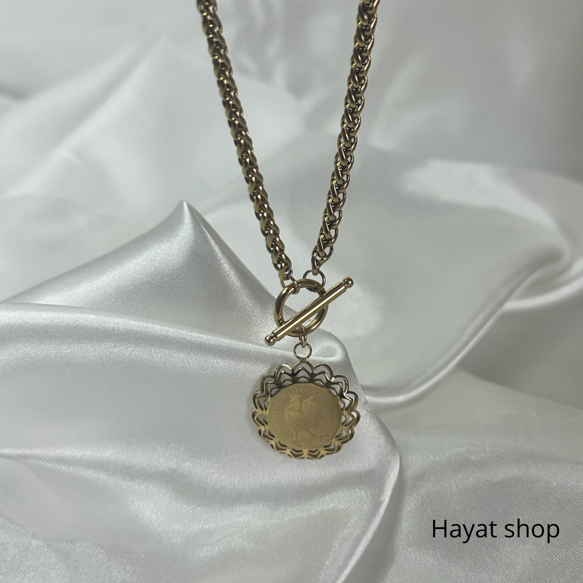 Collana con gallo franco in acciaio inossidabile