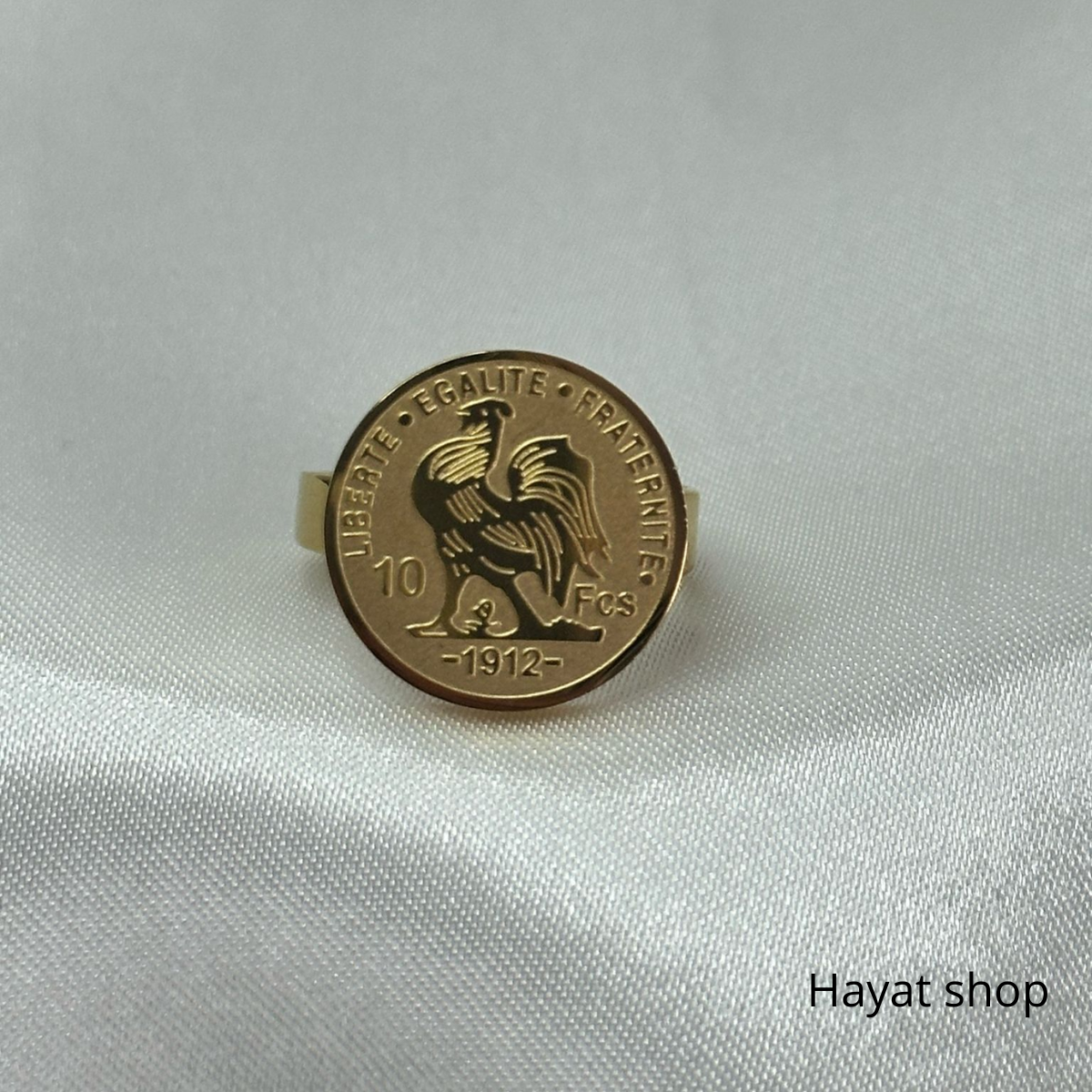 anello con gallo franco in acciaio inossidabile