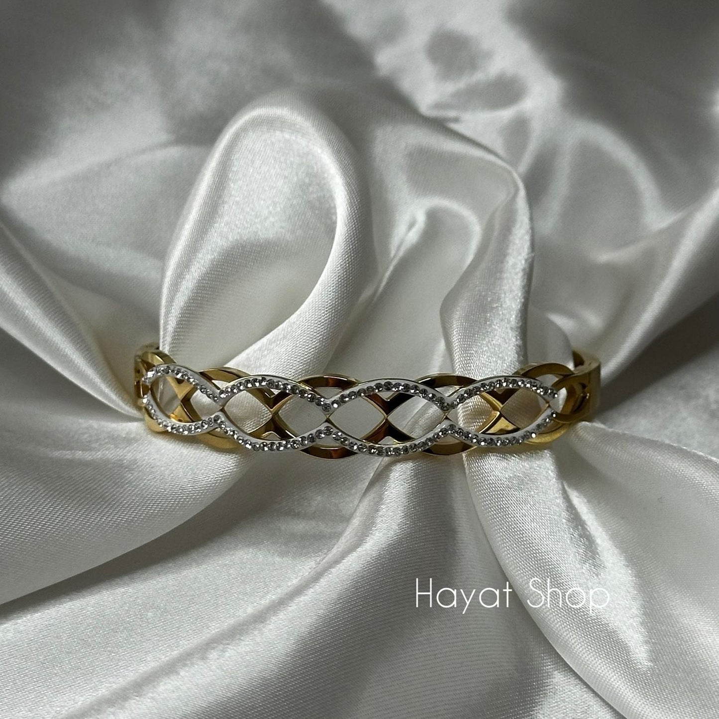 Braccialetto strass (d 6 cm) in acciaio inossidabile