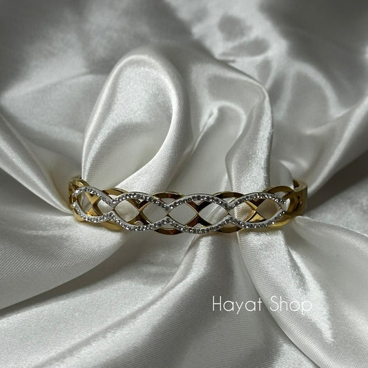 Braccialetto strass (d 6 cm) in acciaio inossidabile
