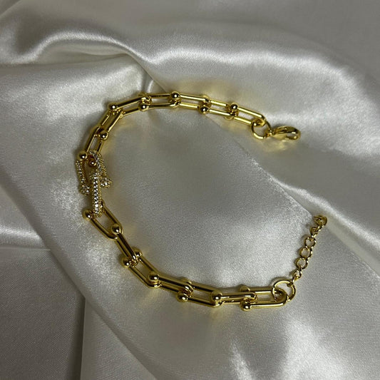 Bracciale ferro di cavallo a forma di U con brillantini in acciaio inossidabile