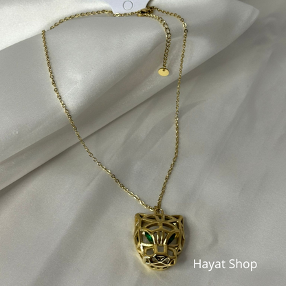 Collana con testa di leopardo in acciaio inossidabile