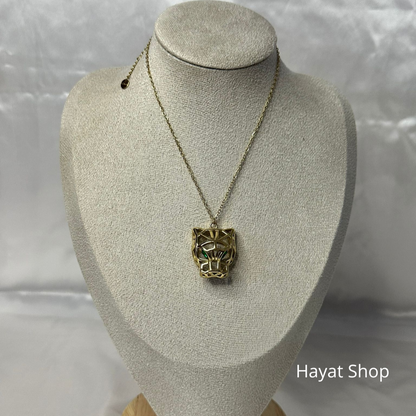 Collana con testa di leopardo in acciaio inossidabile