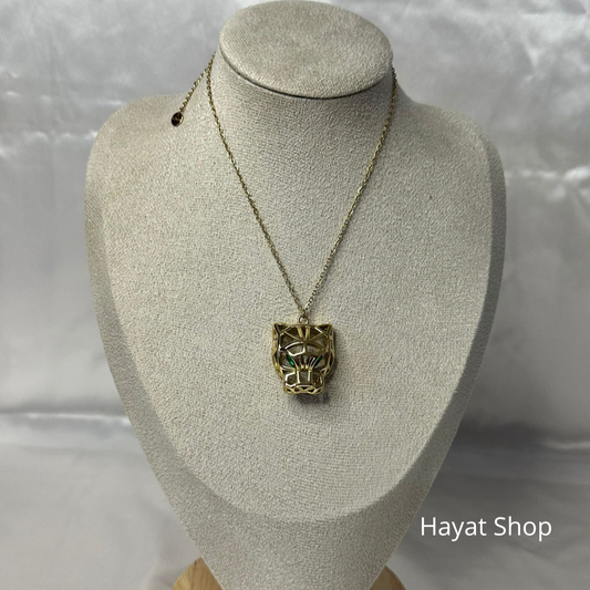 Collana con testa di leopardo in acciaio inossidabile