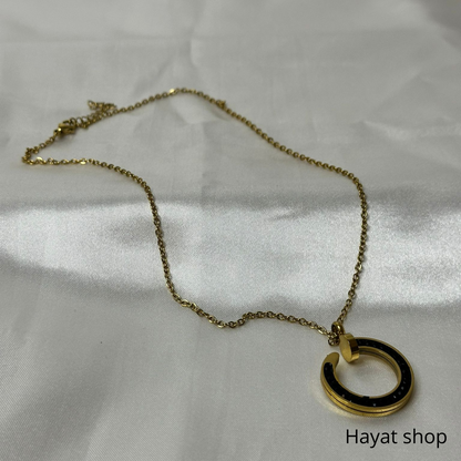 Collana Nail Ring  Shinestone in acciaio inossidabile