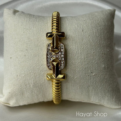 Braccialetto multi strass (d 6,3 cm) in acciaio inossidabile