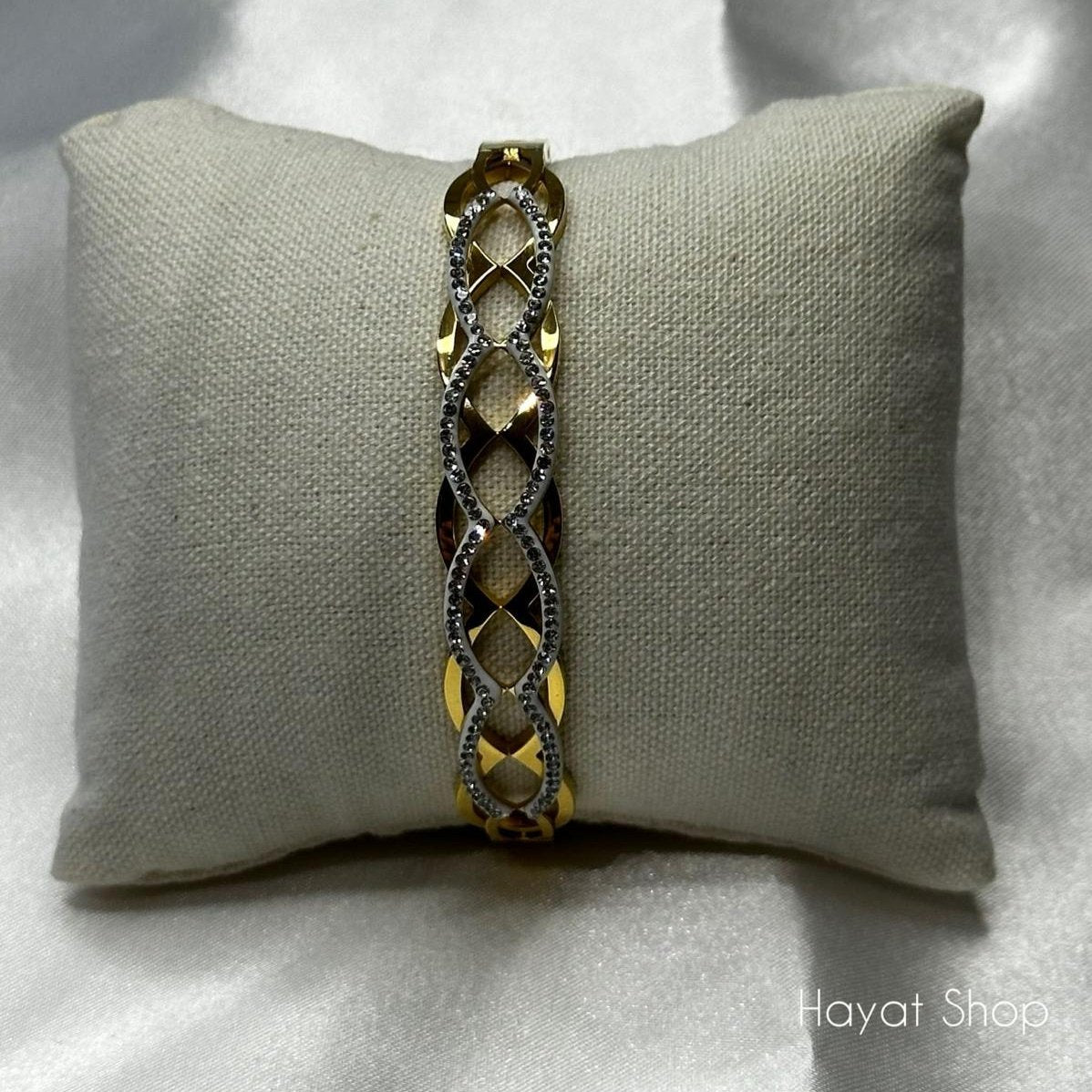 Braccialetto strass (d 6 cm) in acciaio inossidabile