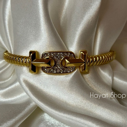 Braccialetto multi strass (d 6,3 cm) in acciaio inossidabile