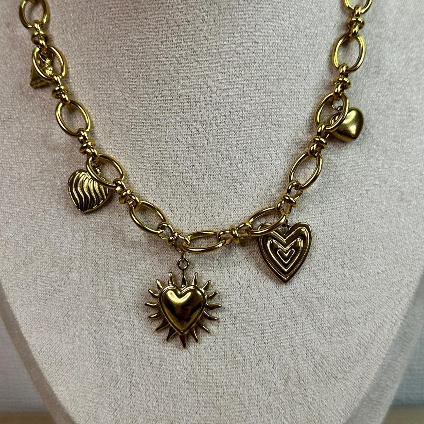 Parure con cuore in acciaio inox