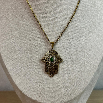 Collana lunga con mano di fatima in acciaio inox