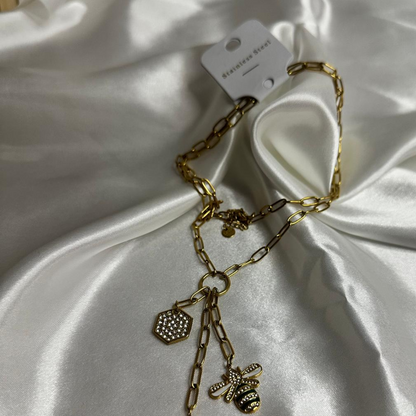 Collana lunga con api  in acciaio inossidabile