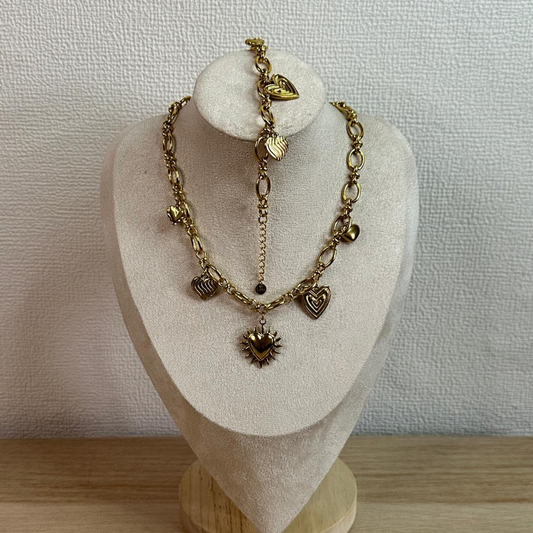 Parure con cuore in acciaio inox