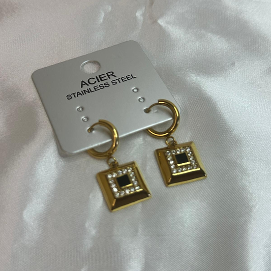 Orecchini monac con strass in acciaio inox