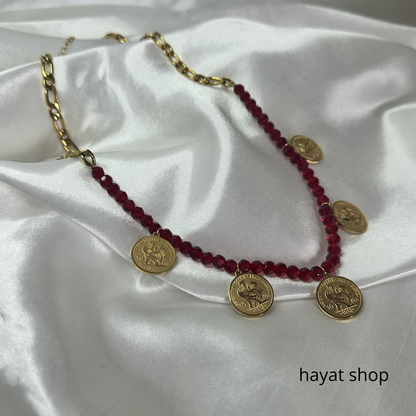 Collana con mini moneta con gallo franco in acciaio inossidabile