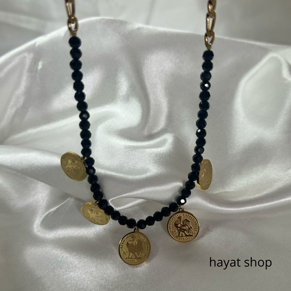 Collana con mini moneta con gallo franco in acciaio inossidabile